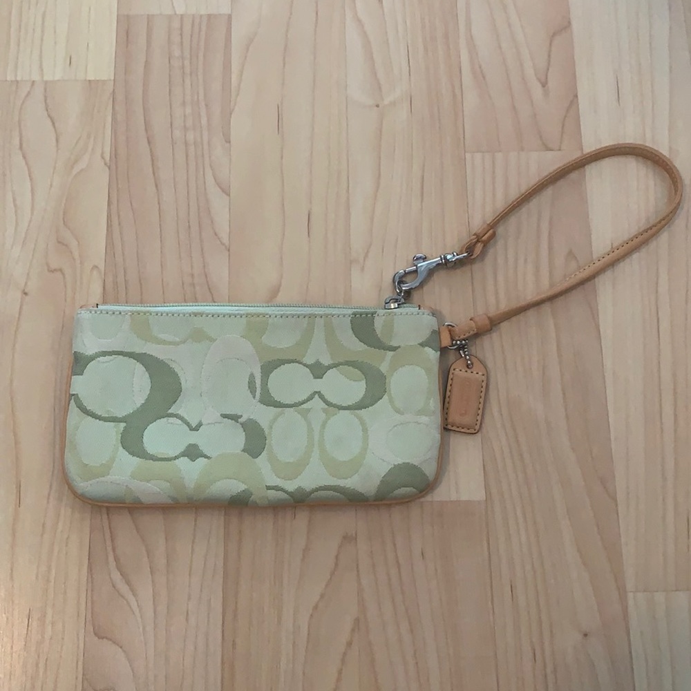 Coach Green Wristlet with Leather Handle